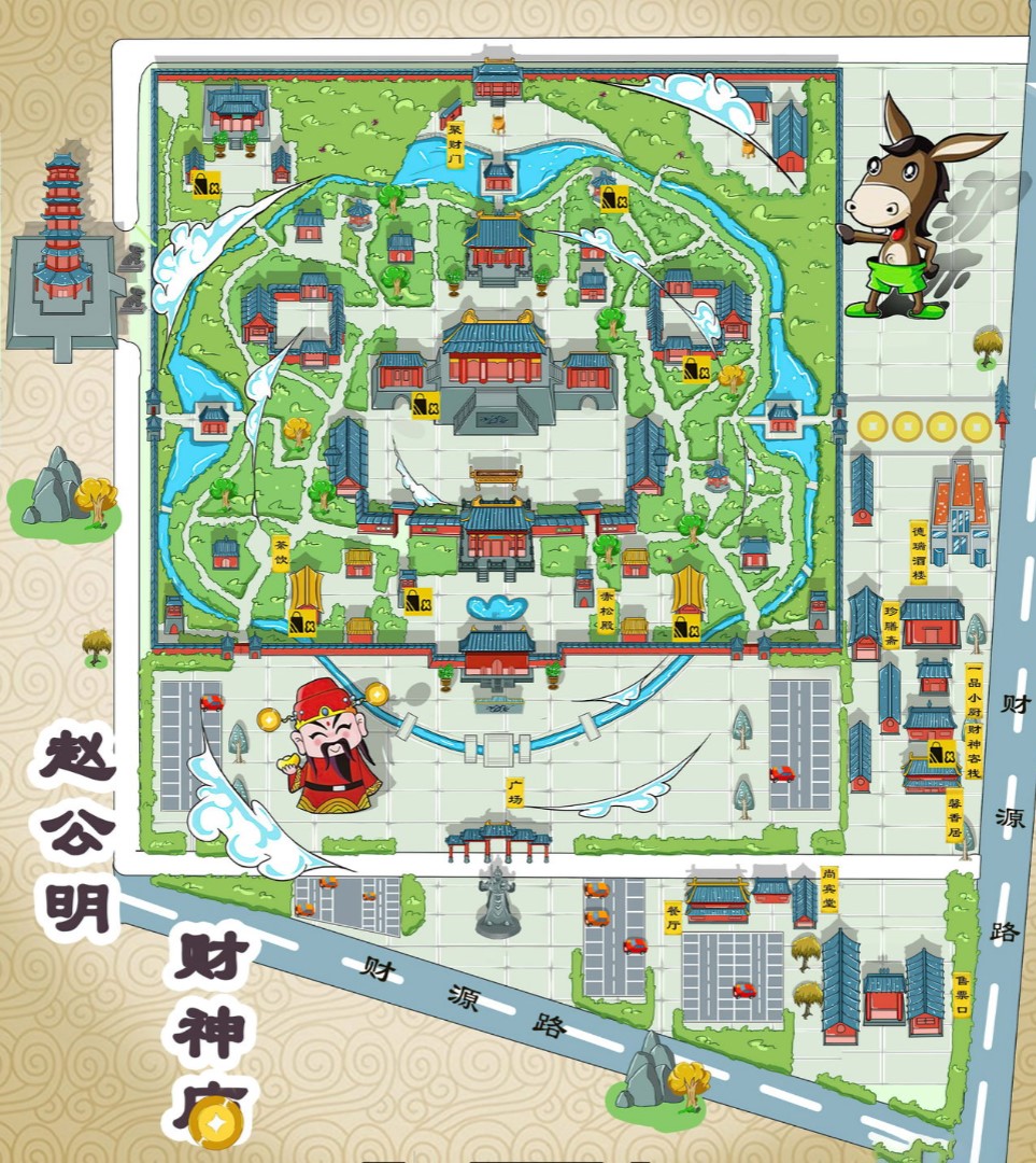 龙南寺庙类手绘地图